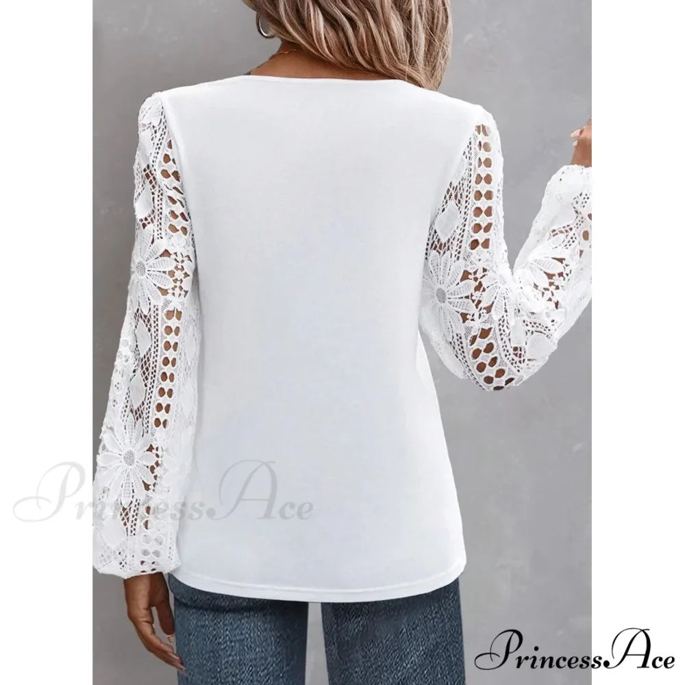 Durable Style Blouse Sophisticated Empty Lace Blouse - Image 4