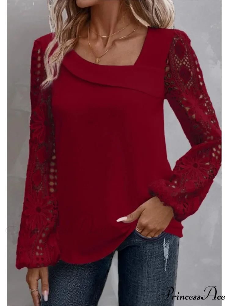 Durable Style Blouse Sophisticated Empty Lace Blouse - Image 8