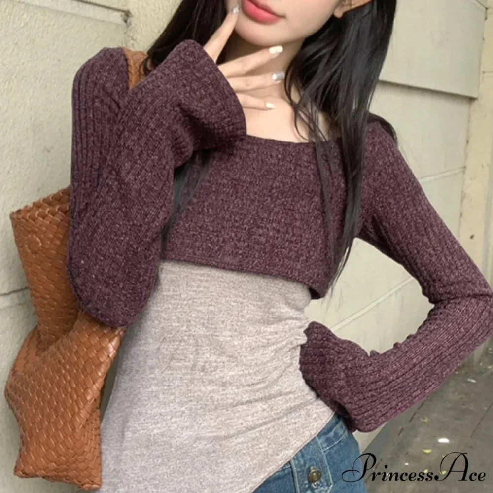 Durable Tank Fasten-Up Halter Open-Back Long Sleeve Knit Top - Image 5