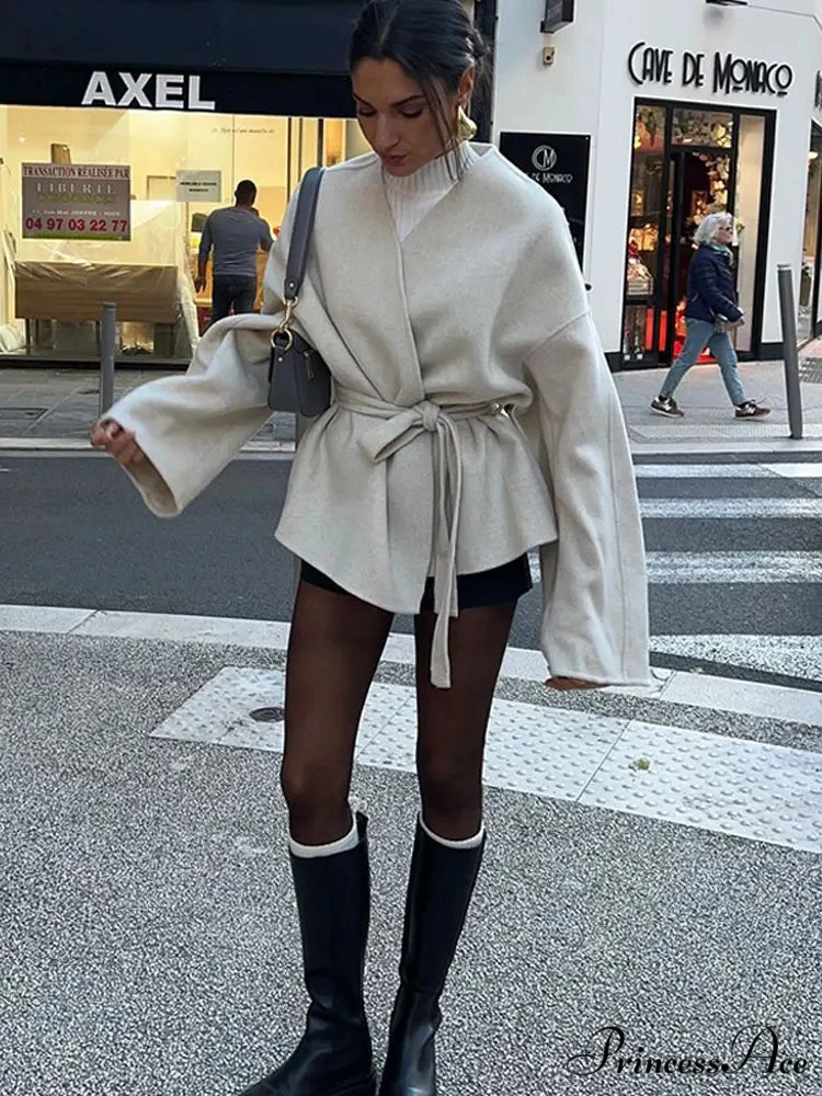 Durable Tie-up Deep V-neck Sweater Jacket - Image 2