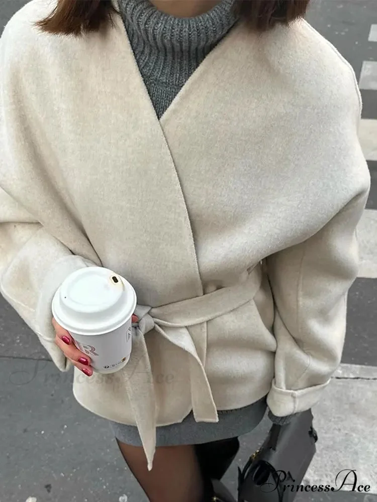 Durable Tie-up Deep V-neck Sweater Jacket - Image 6