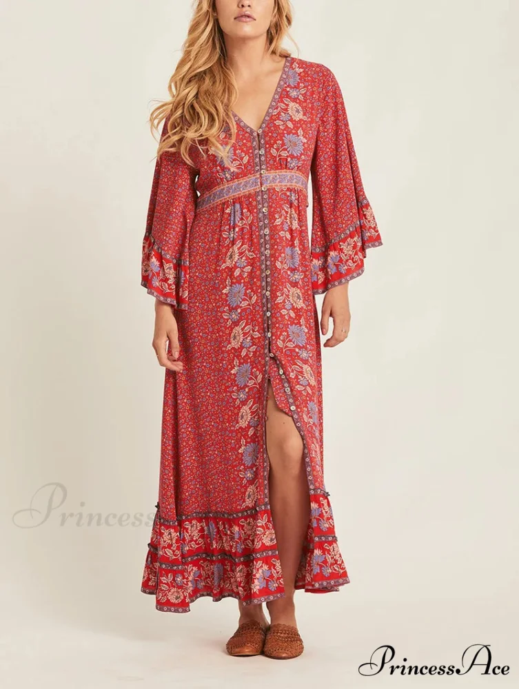 Eclectic Flower Pattern Long Dress - Image 5