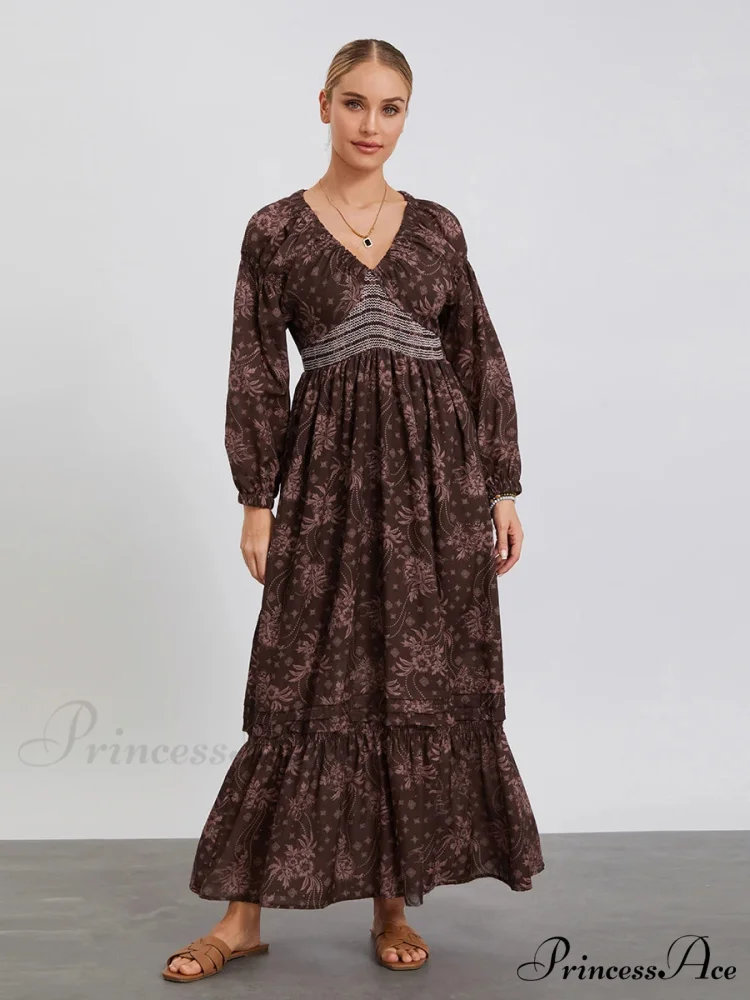 Eclectic Flower Pattern Puff Sleeve Swing Flower Dress - Image 10