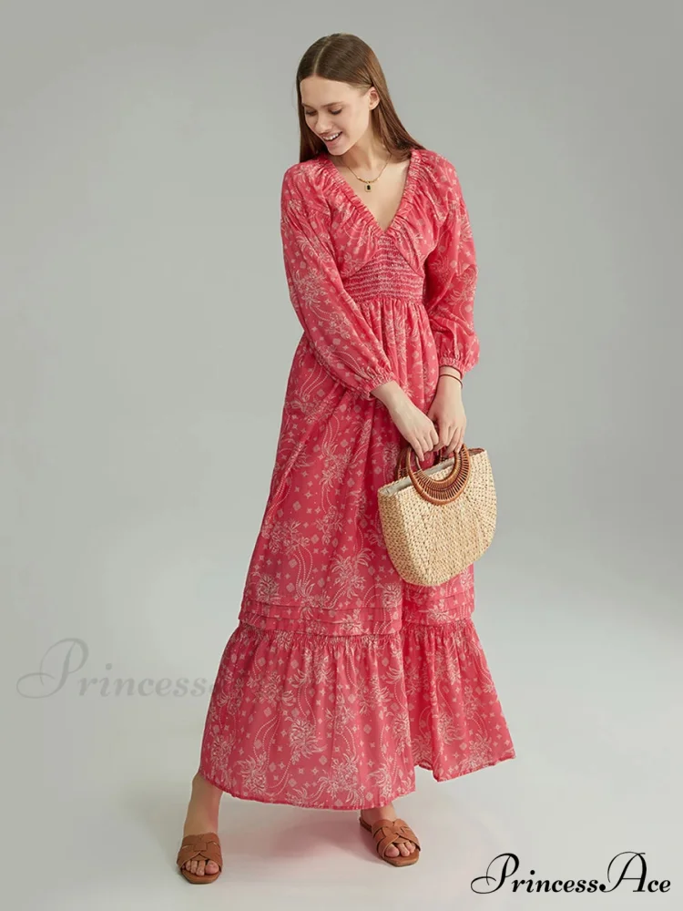 Eclectic Flower Pattern Puff Sleeve Swing Flower Dress - Image 11