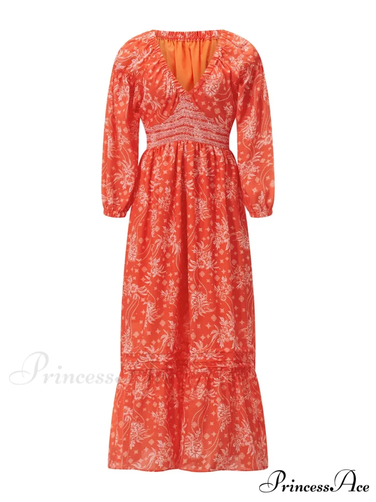Eclectic Flower Pattern Puff Sleeve Swing Flower Dress - Image 12