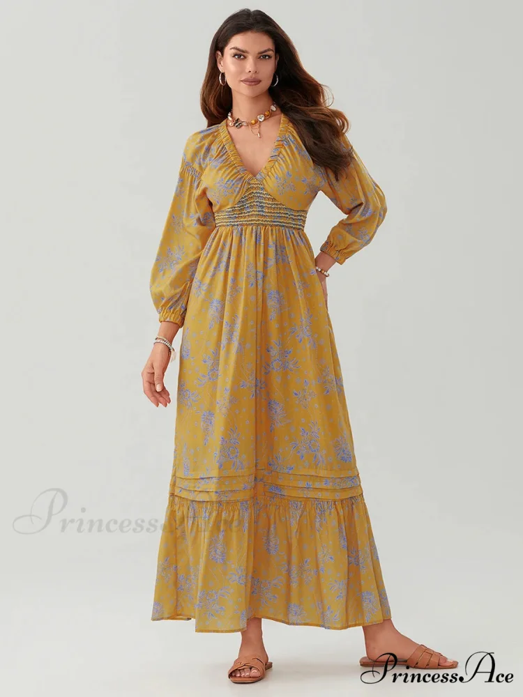 Eclectic Flower Pattern Puff Sleeve Swing Flower Dress - Image 14
