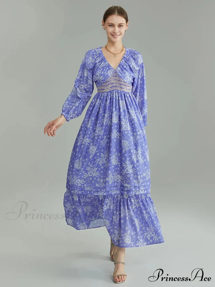 Eclectic Flower Pattern Puff Sleeve Swing Flower Dress - Image 6
