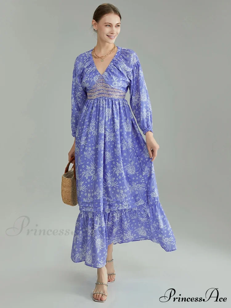 Eclectic Flower Pattern Puff Sleeve Swing Flower Dress - Image 8