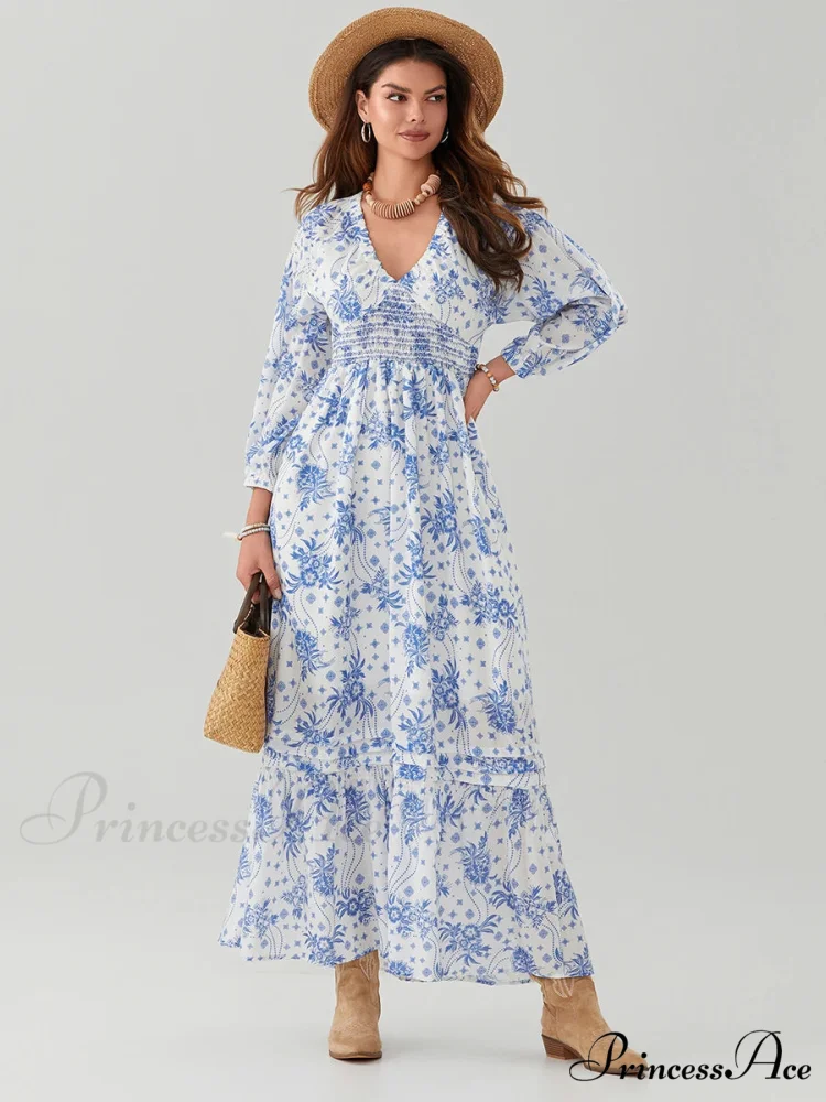 Eclectic Flower Pattern Puff Sleeve Swing Flower Dress - Image 9