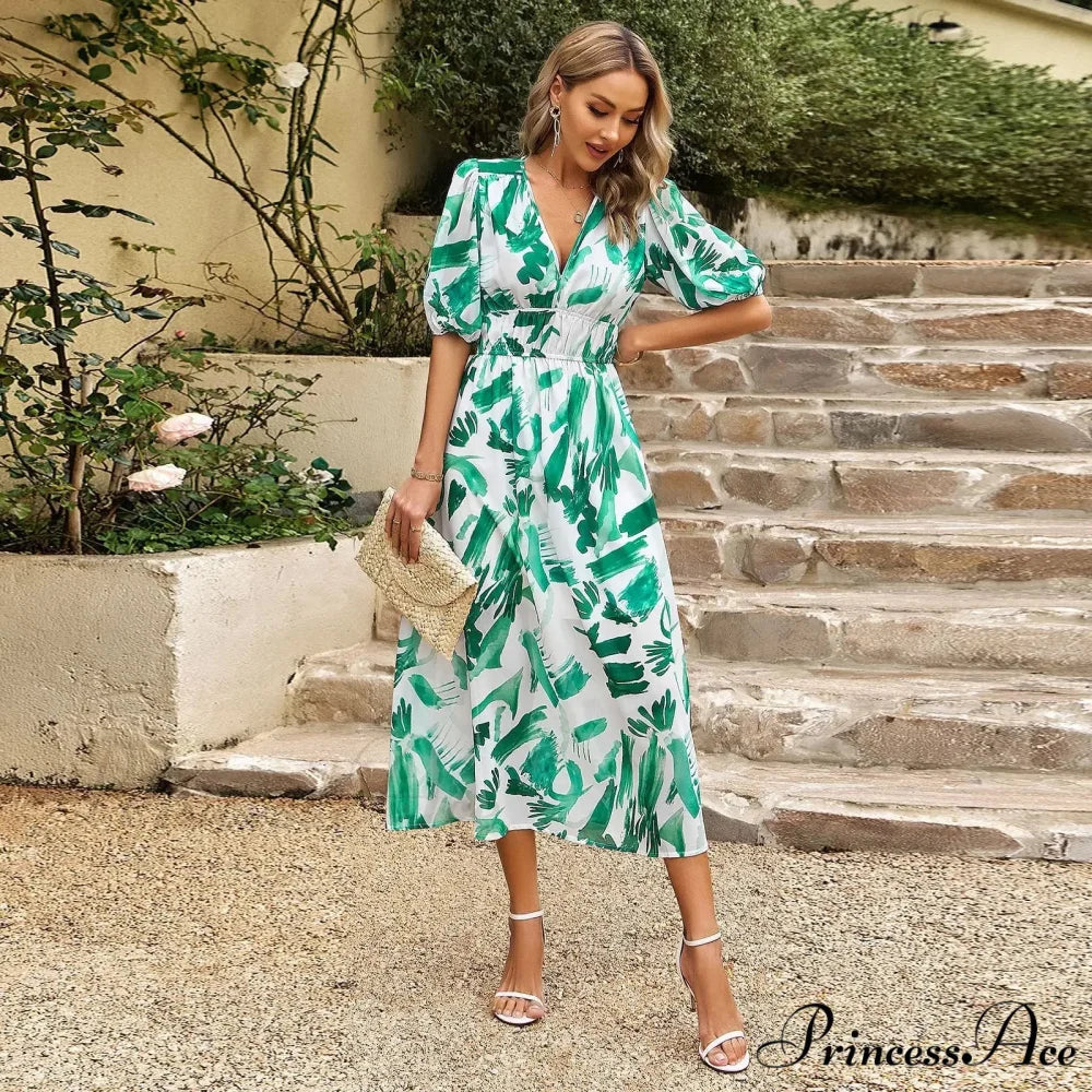 Eclectic Flowery A-line Midi Floral Dress - Image 5