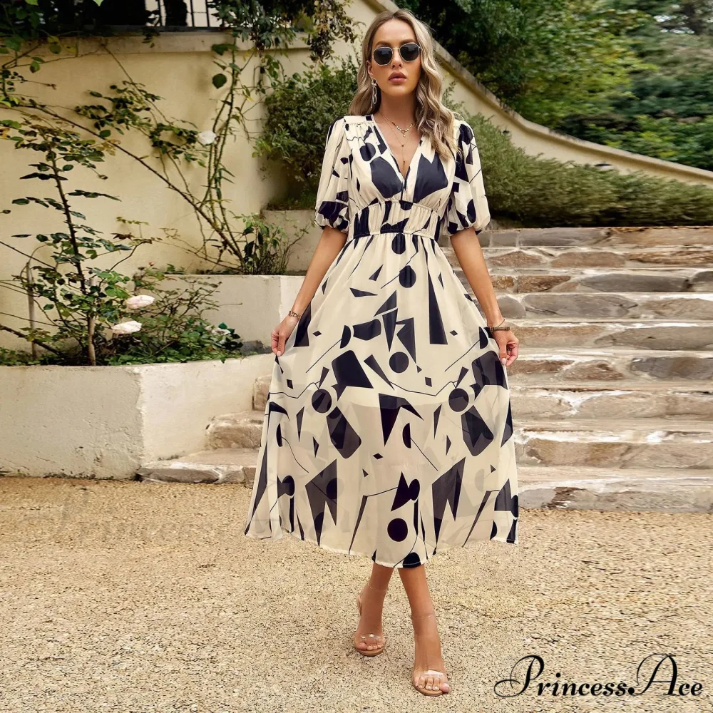Eclectic Flowery A-line Midi Floral Dress - Image 6