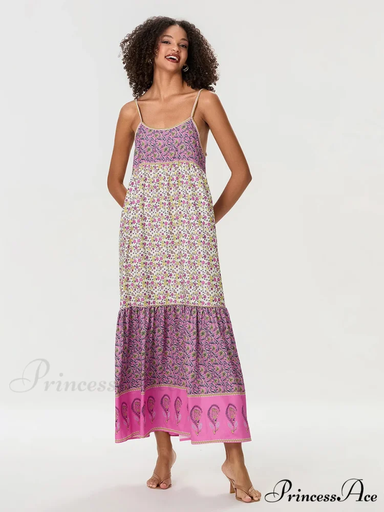 Eclectic Flowery Spaghetti Strap Gathered Floral Dress - Image 6