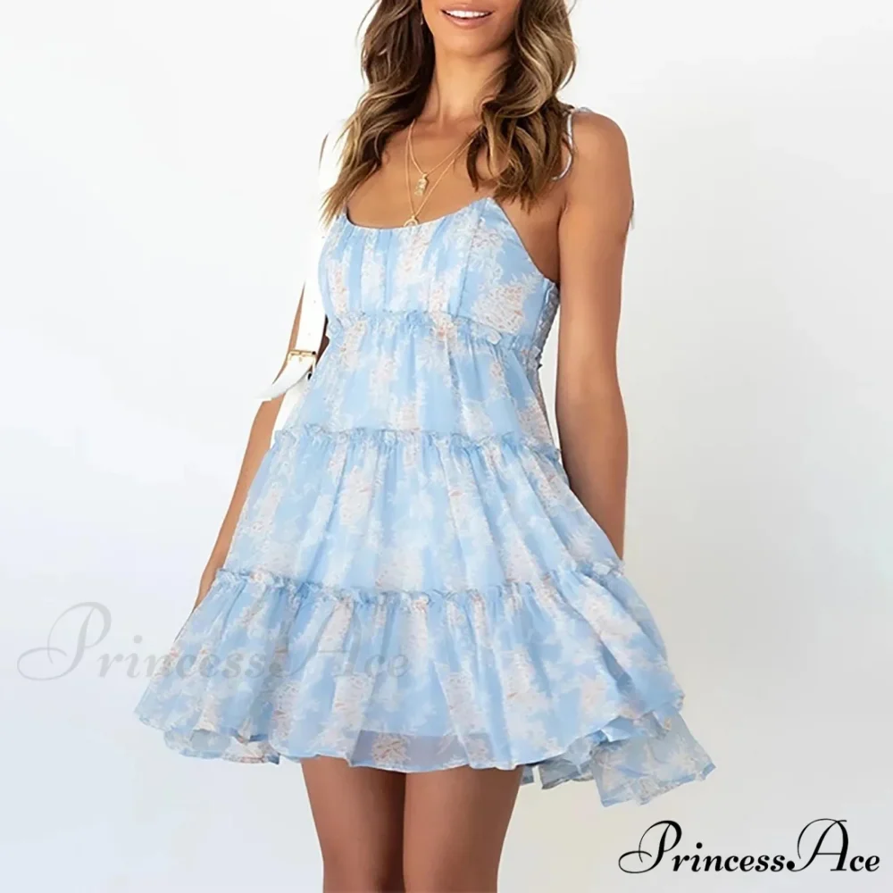 Eclectic Flowery Spaghetti Strap Informal Floral Dress - Image 3