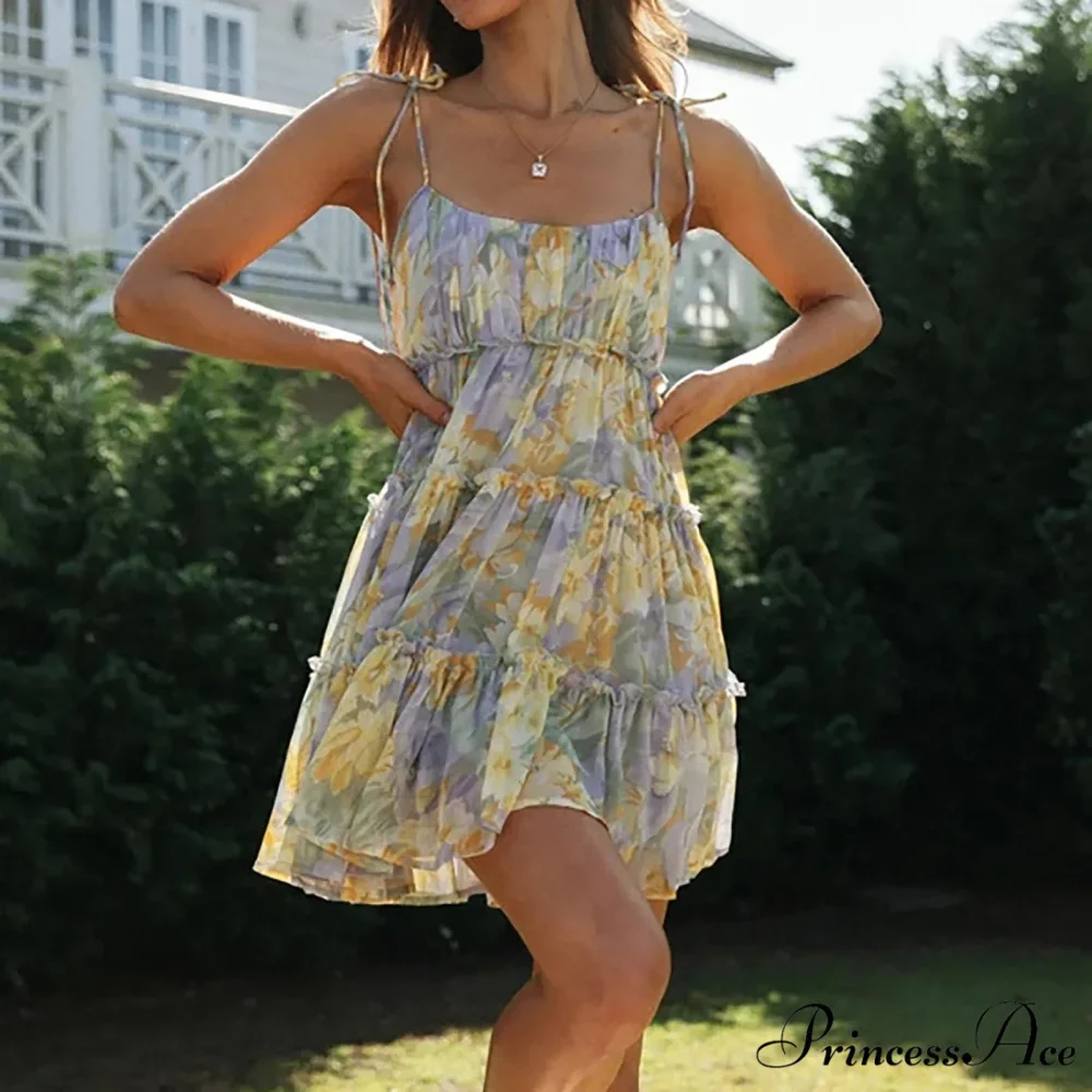 Eclectic Flowery Spaghetti Strap Informal Floral Dress - Image 8