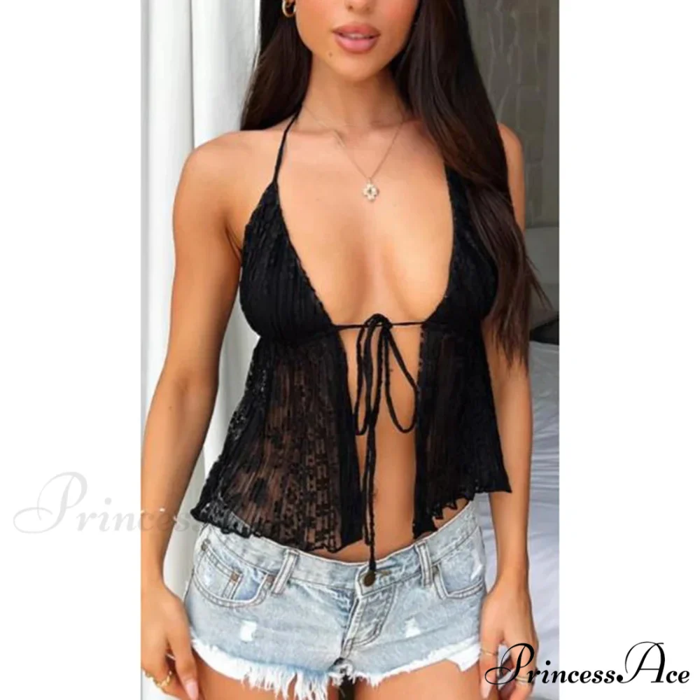 Eclectic Lace Fasten-Up Crop Top - Image 4