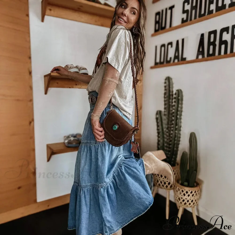 Eclectic Layered Jeans Maxi Skirt - Image 4