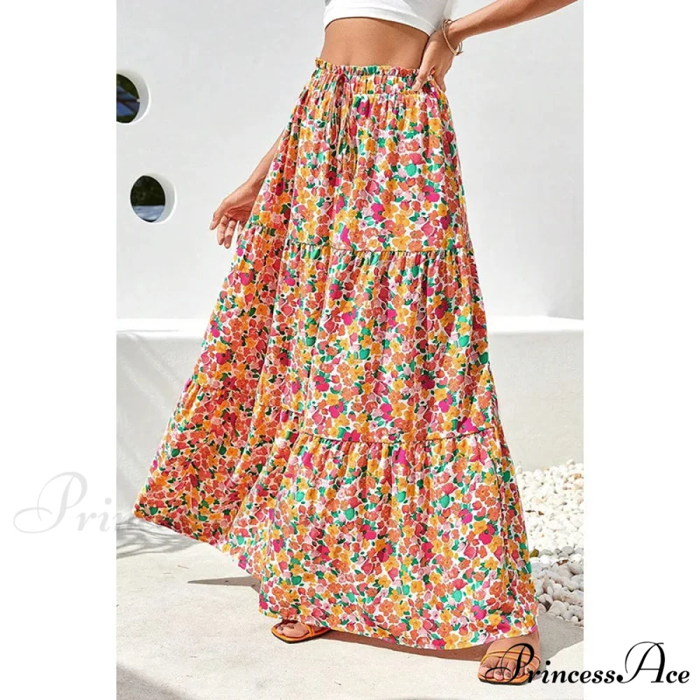 Eclectic Long Skirts Elevated Waist Vibrant Printed Relaxed A-line - Image 3