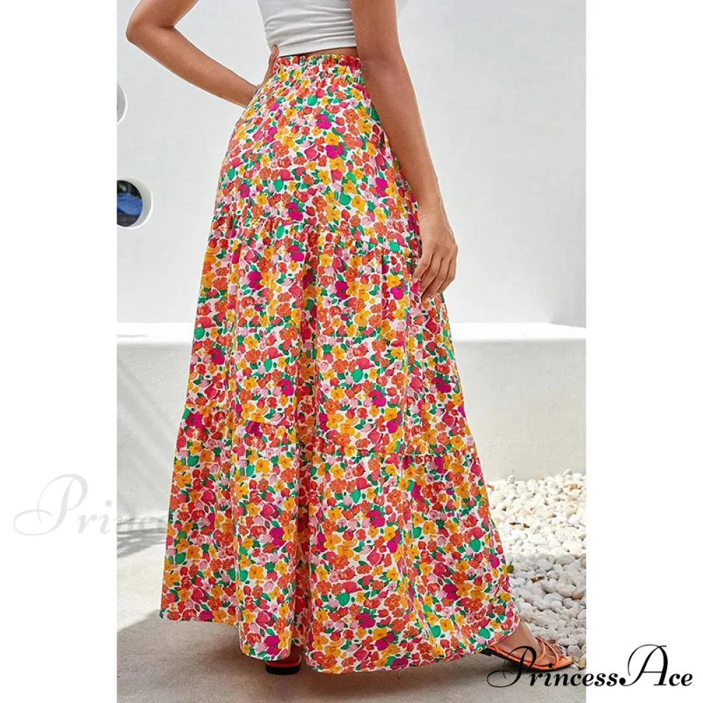 Eclectic Long Skirts Elevated Waist Vibrant Printed Relaxed A-line - Image 4