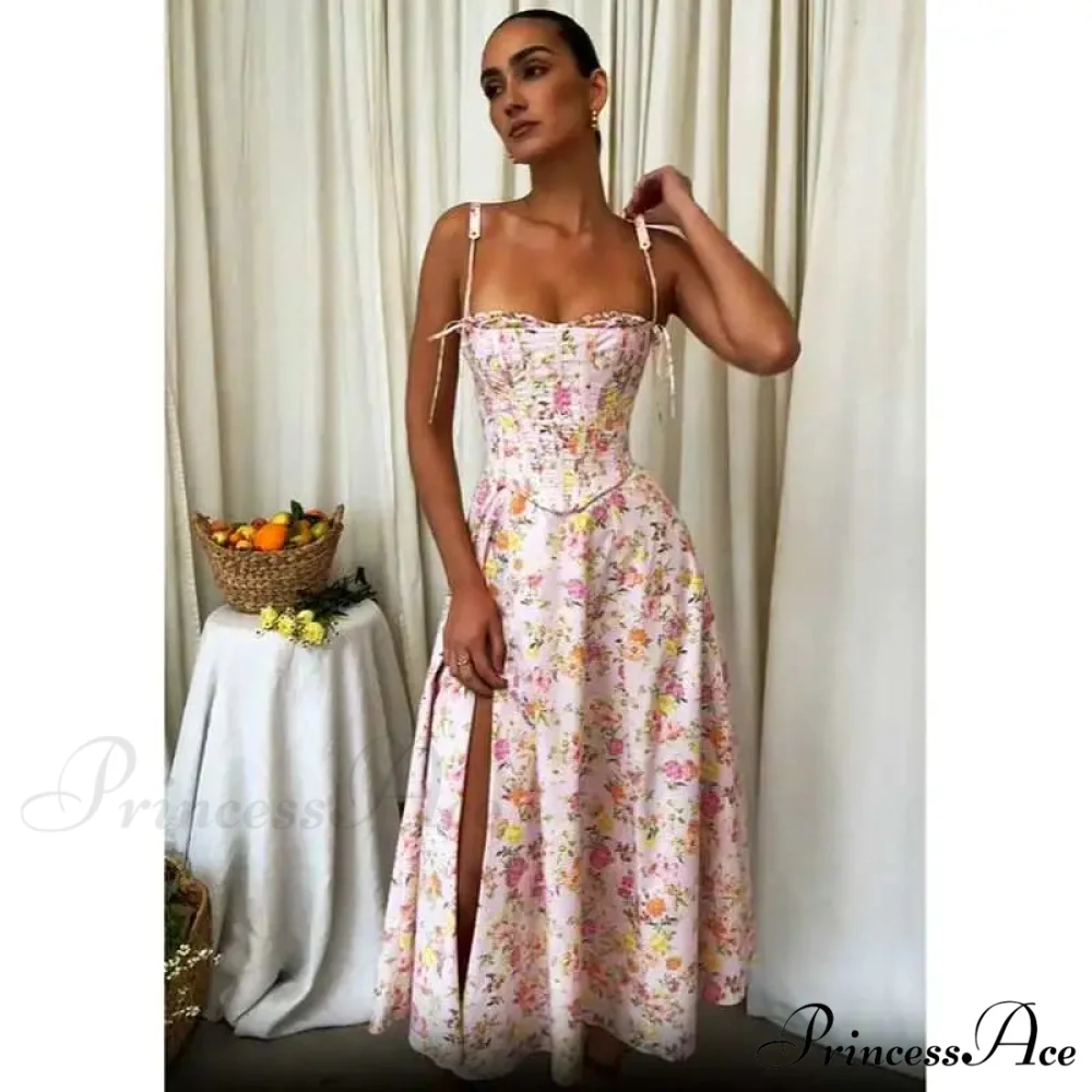 Eclectic Rose Floral Pattern Cotton Bandeau Dress - Image 2