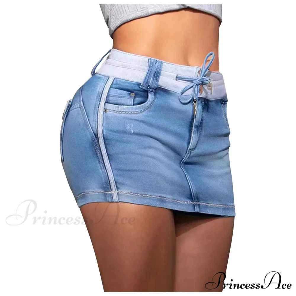 Elastic Cargo Envelop Denim Skirt - Image 2