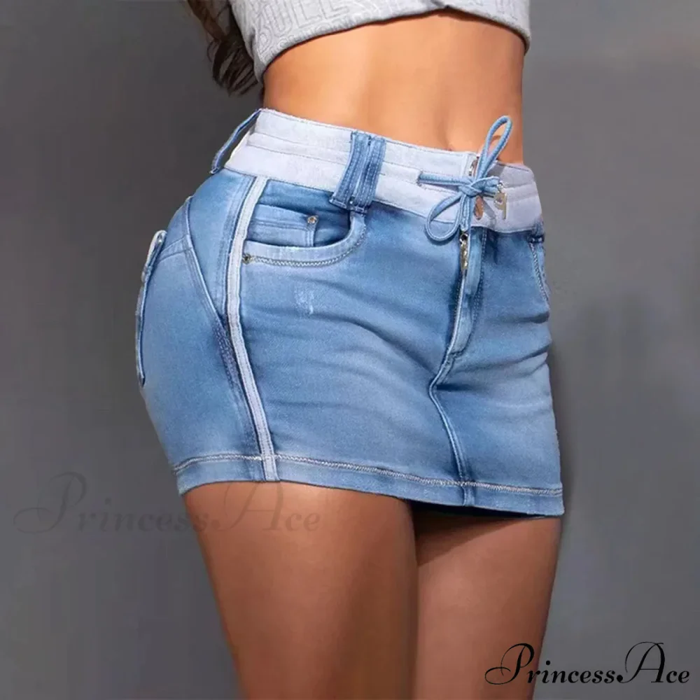 Elastic Cargo Envelop Denim Skirt - Image 3
