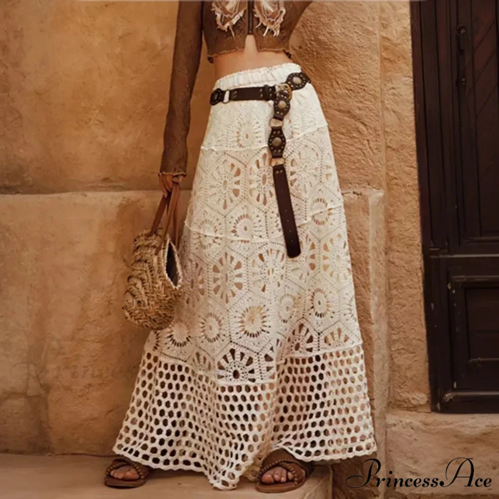 Elastic Crocheted Knit Skirt - Image 2