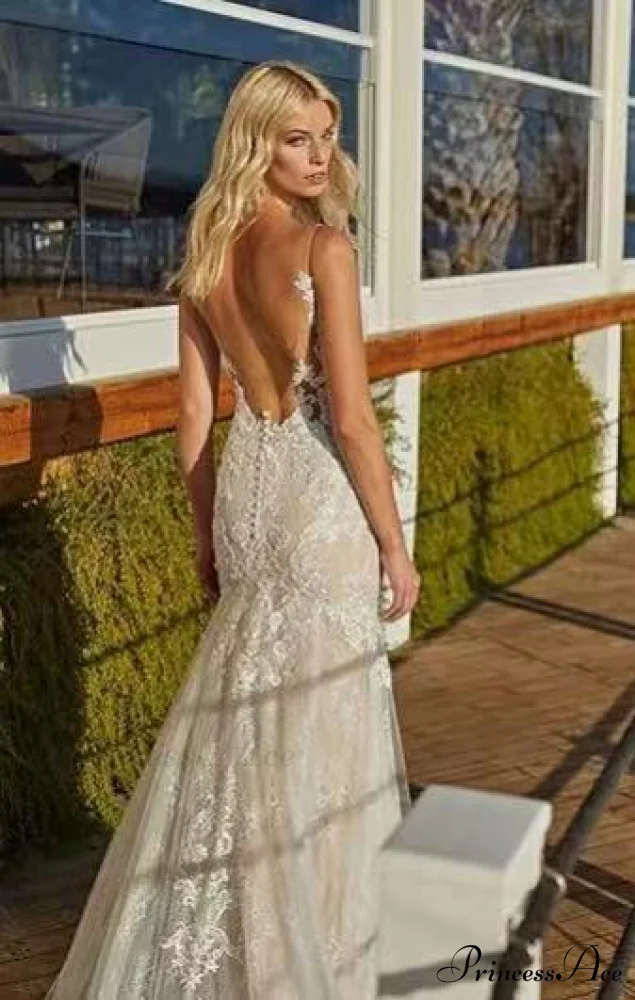 Elegant Lace Extended Train Bridal Wedding Gown - Image 3