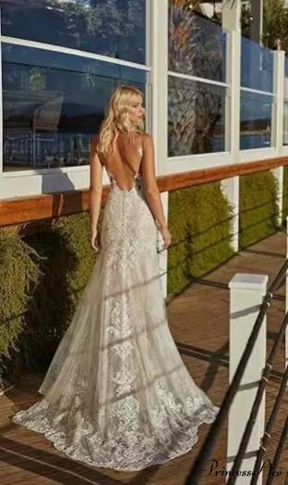 Elegant Lace Extended Train Bridal Wedding Gown - Image 4