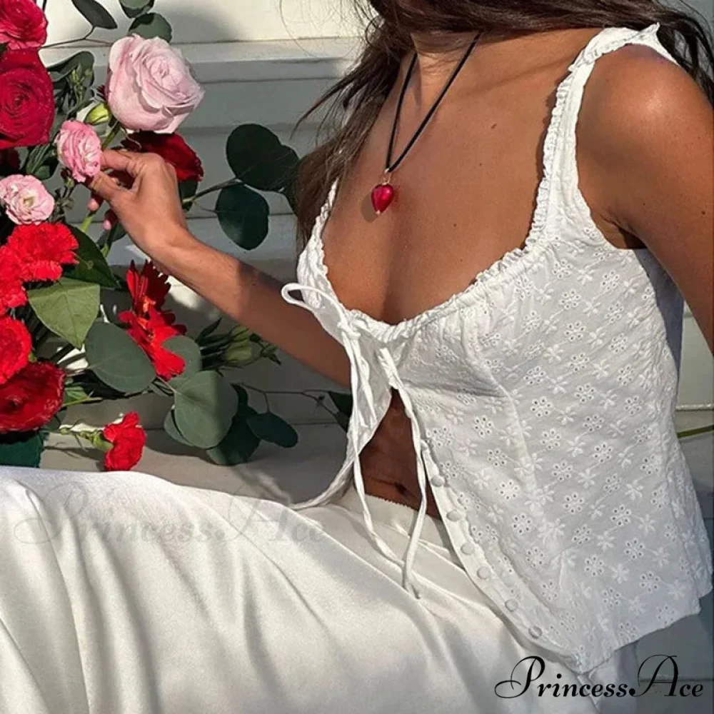 Elegant Stylish Jacquard Button-Up Milkmaid Crop Top - Image 3