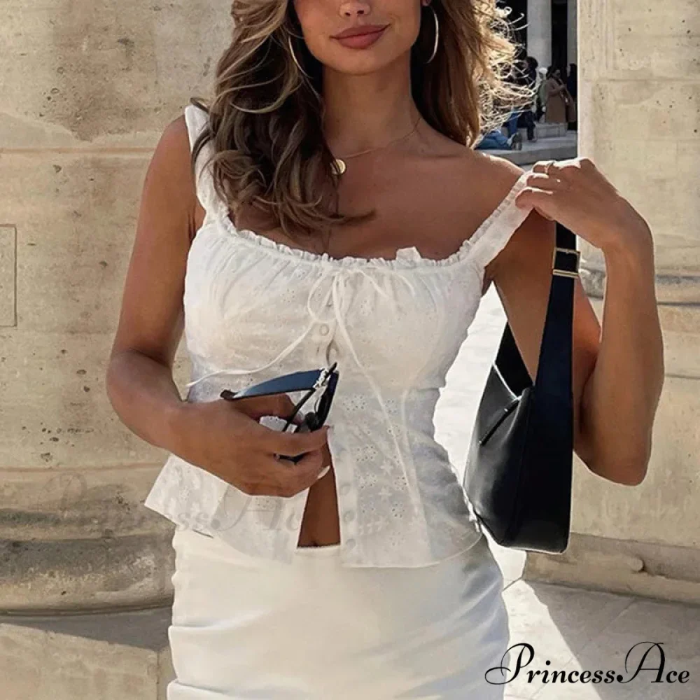 Elegant Stylish Jacquard Button-Up Milkmaid Crop Top - Image 5