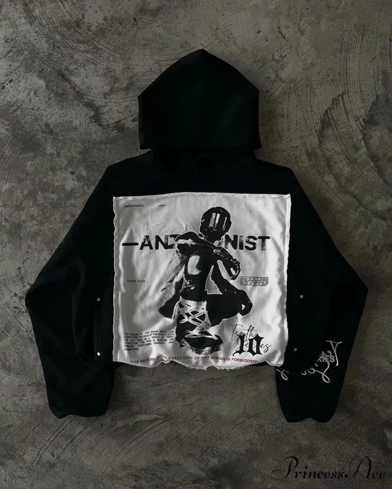Embroidered Black Hoodie - Image 8