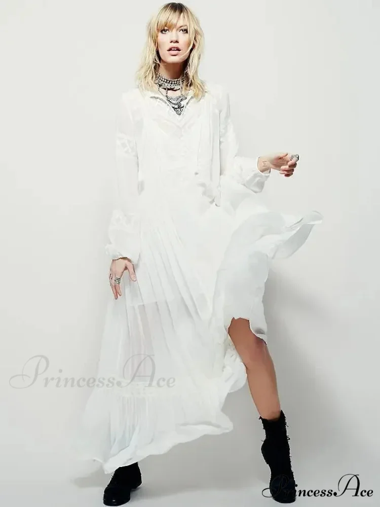Embroidered Blossom V-neck Separated Mini Bohemian Dress - Image 2