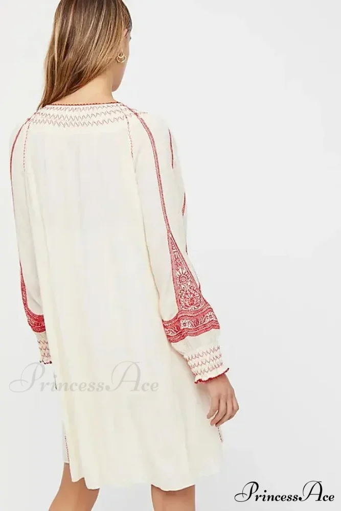 Embroidered Tassel Large Cotton Boho Dress - Image 3