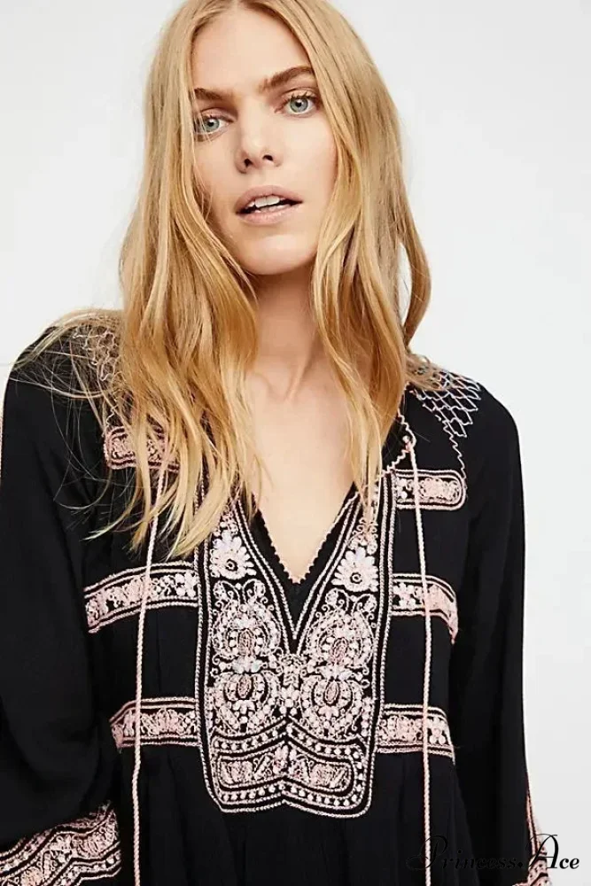 Embroidered Tassel Large Cotton Boho Dress - Image 5