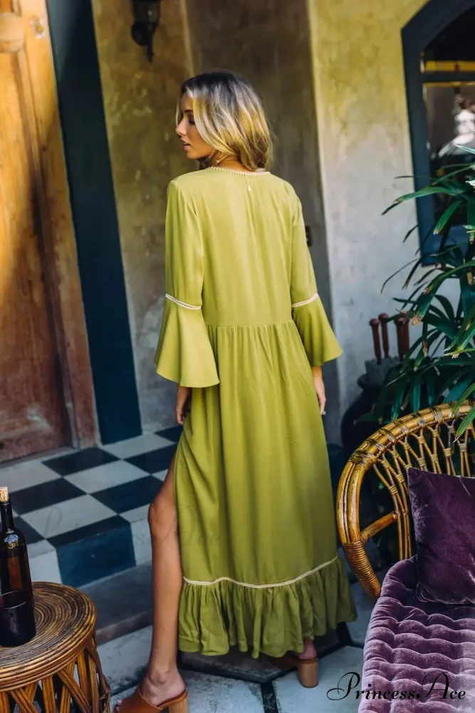 Embroidery Hollow Out Lace Vintage White Boho Dress - Image 3