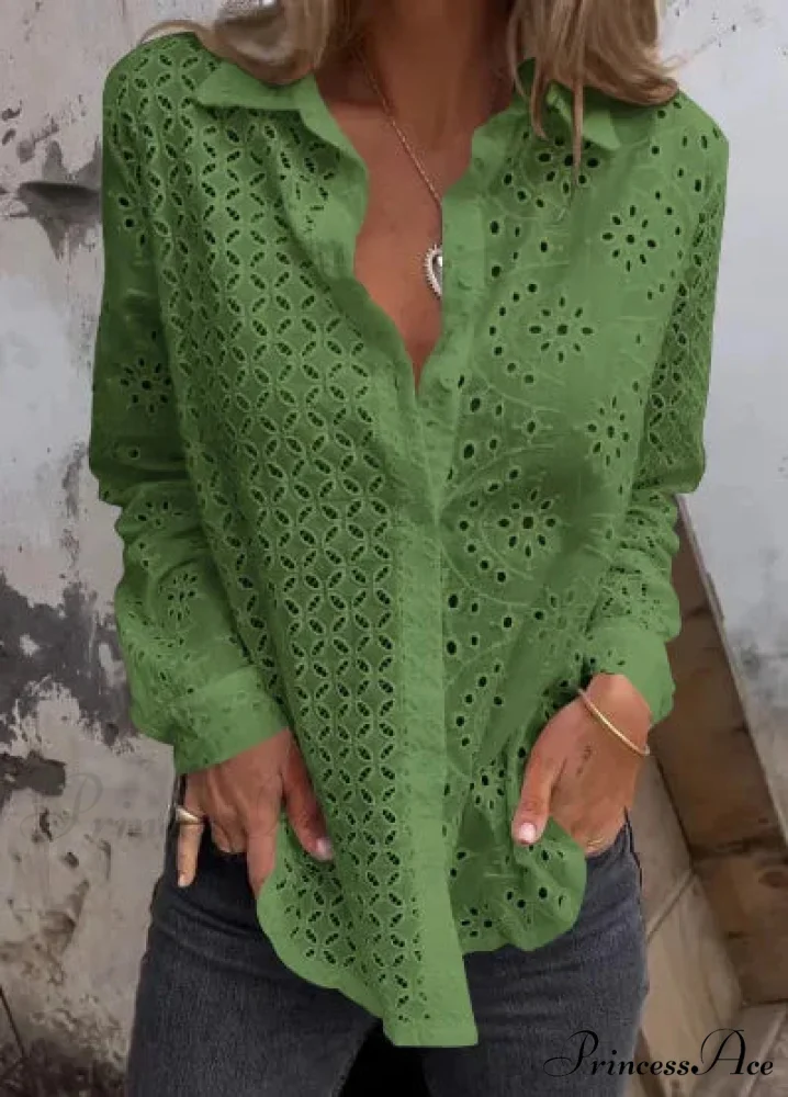 Empty Cotton Flower Stitching Extended Sleeve Boho Blouse - Image 7