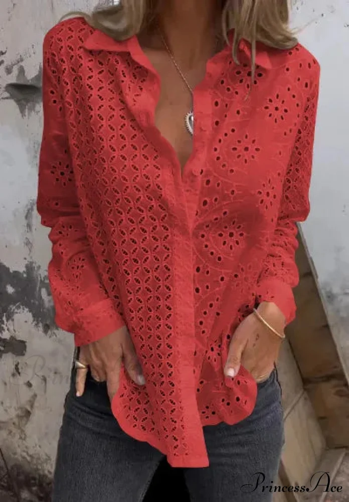 Empty Cotton Flower Stitching Extended Sleeve Boho Blouse - Image 9