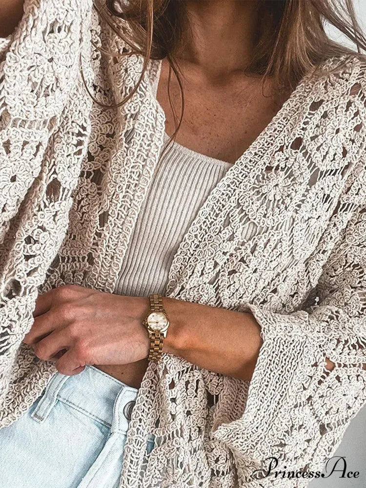 Empty Deep-neck Knitted Coat - Image 4
