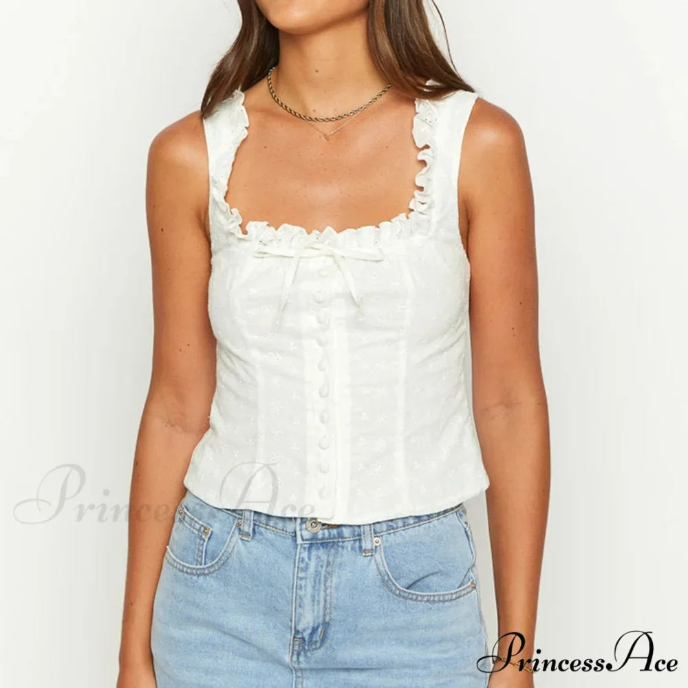 Empty Eyelet Ribbon Crop Top - Image 4