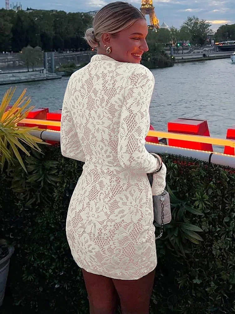 Empty Lace Flare Sleeve Holiday Dress - Image 3