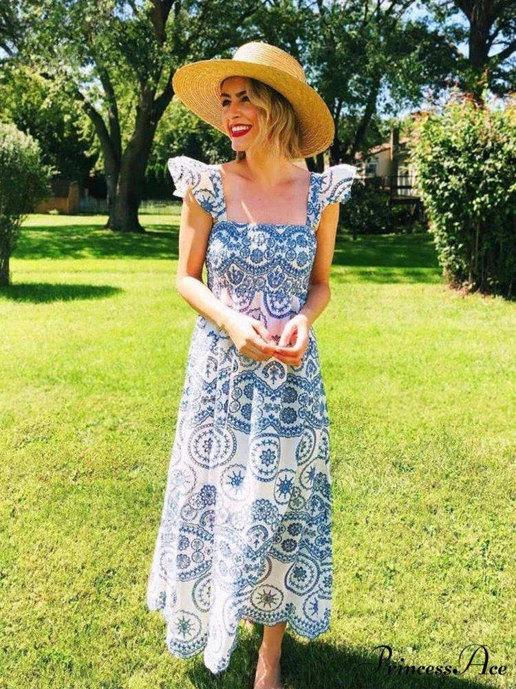 Empty Out Flower Stitching Soaring Sleeve Dress - Image 3
