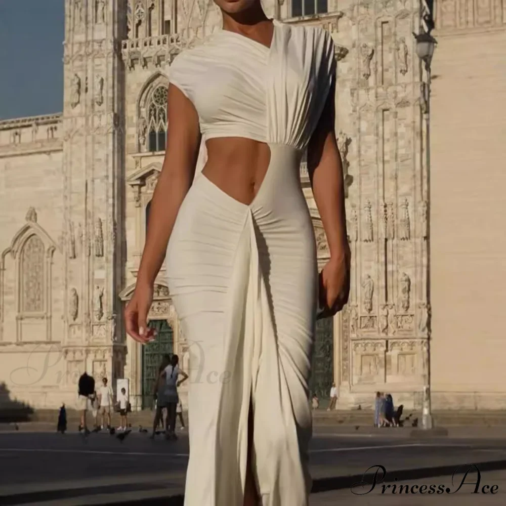 Empty Out Gathered Asymmetrical Prom Dress - Image 2