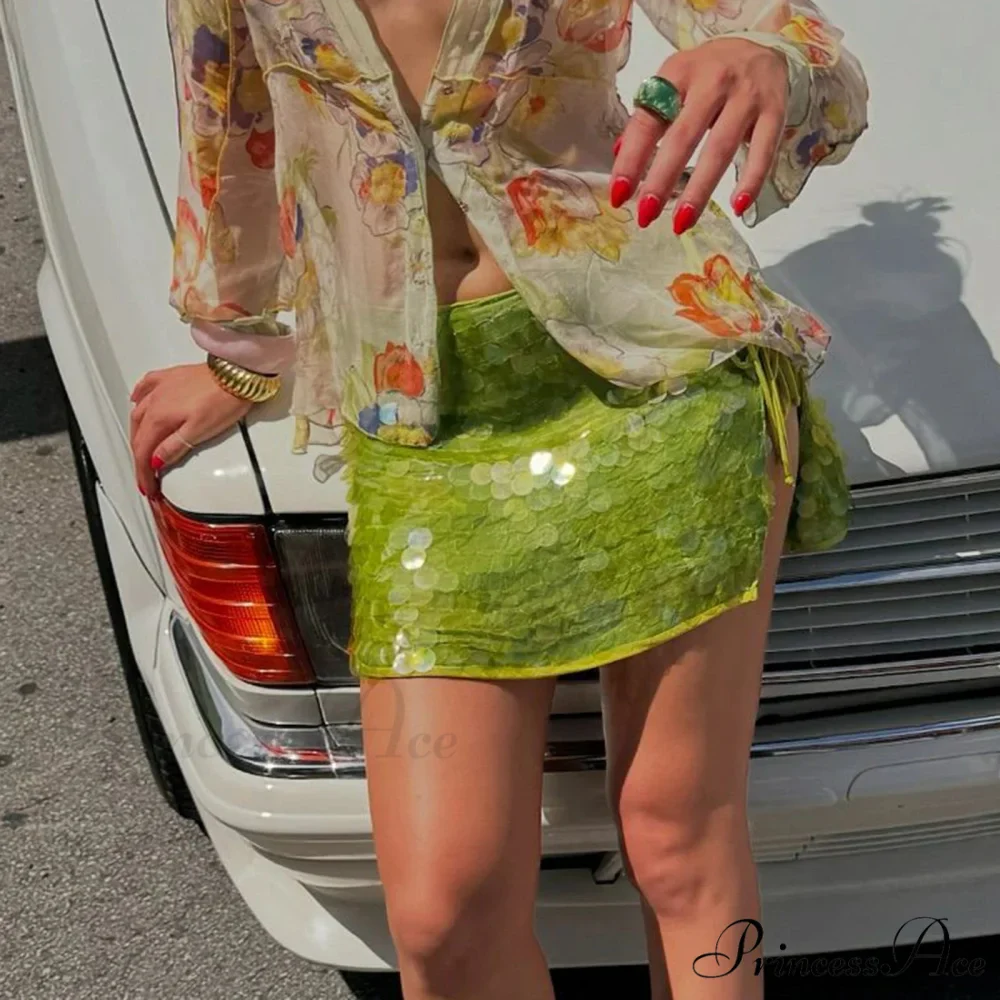 Empty Out Glittery Sequined Skirt - Image 2
