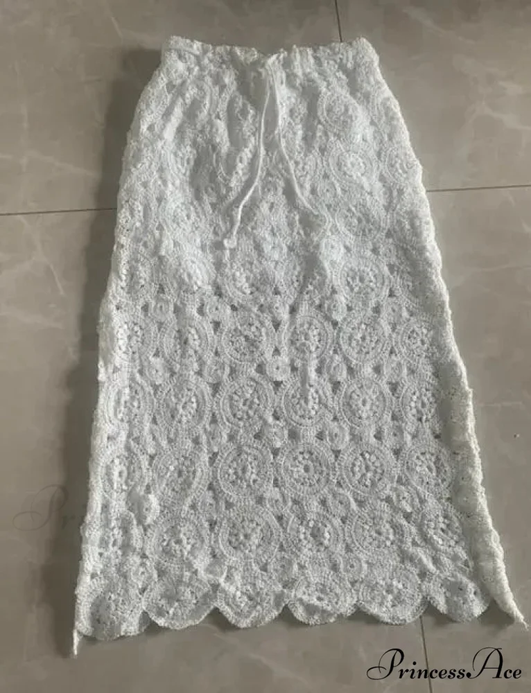 Empty Out Lace Maxi Skirt Summer Long Women Lace Skirt - Image 3