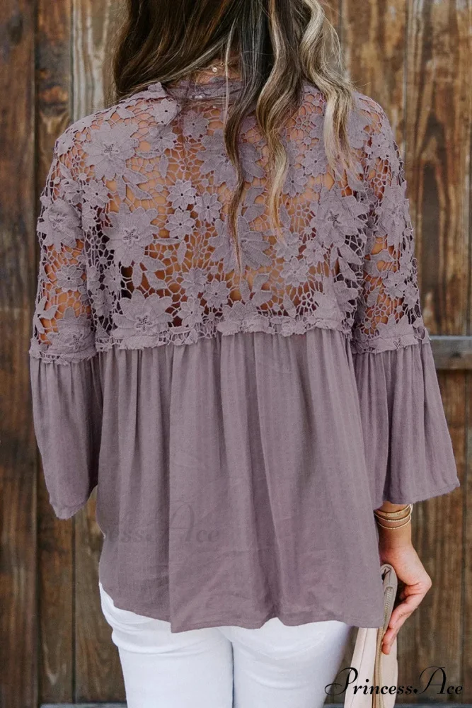 Empty Out Profound Plunge Neck Flare Sleeve Bohemian Blouse - Image 6