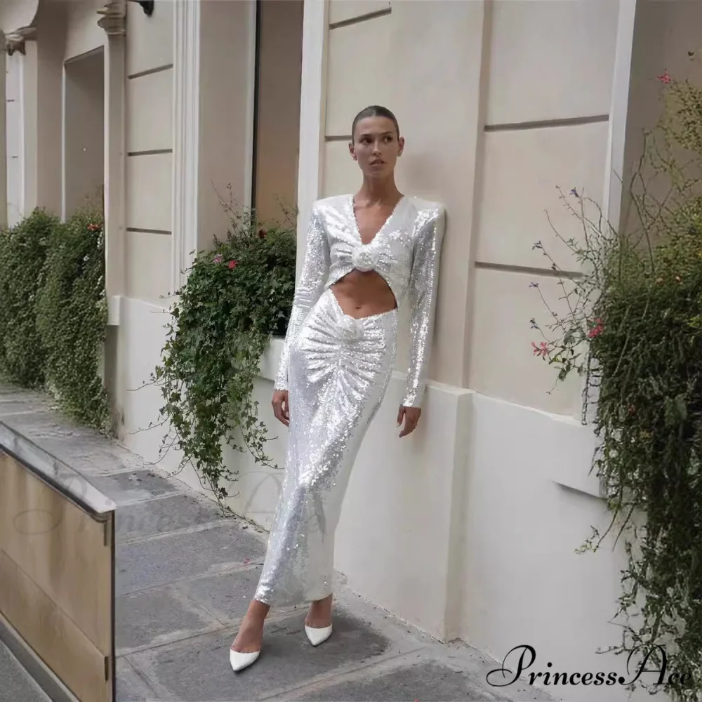 Empty Out Sparkling Low-Cut Maxi Prom Dress - Image 3