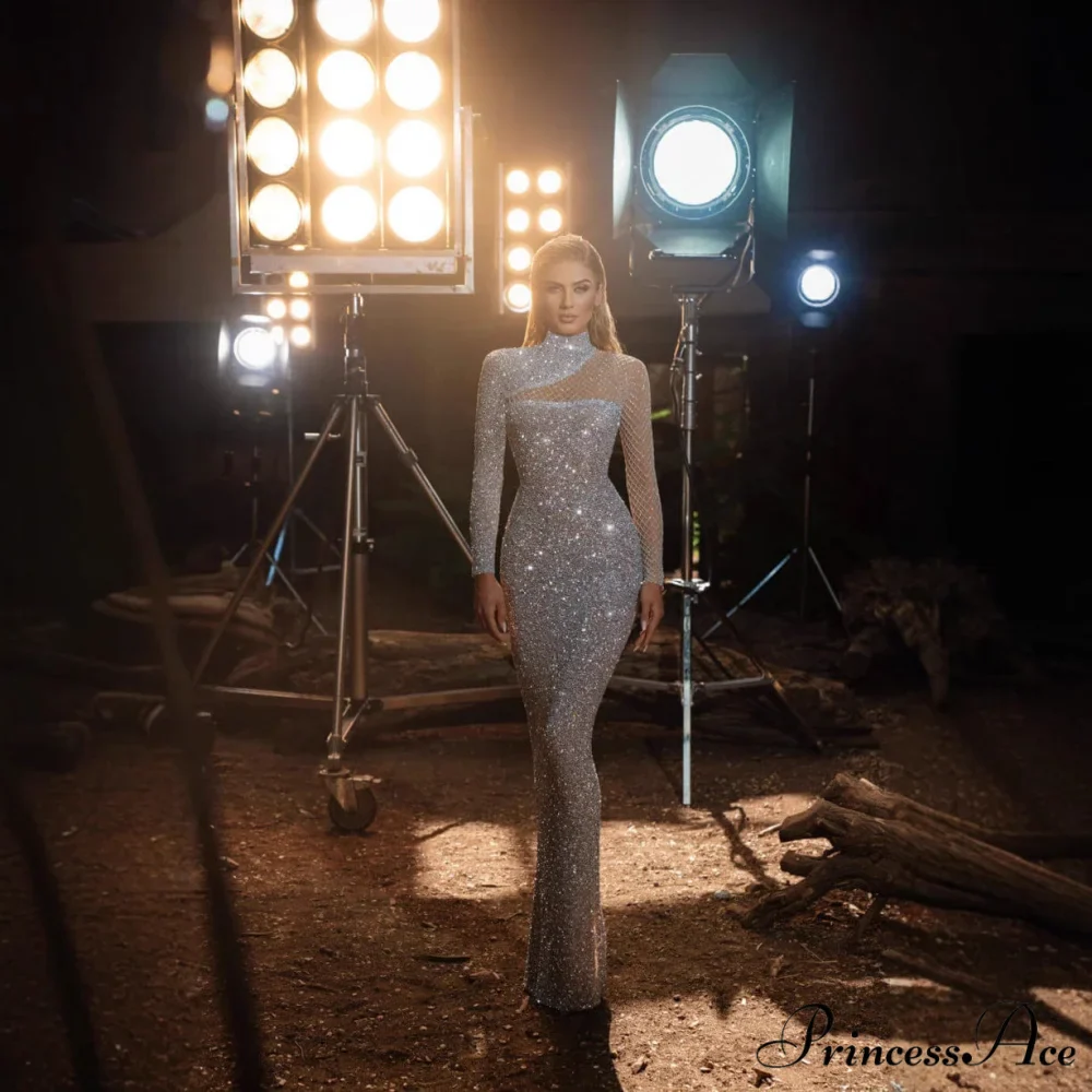 Empty Sparkling Open-Backed Trim Fit Prom Dress - Image 2