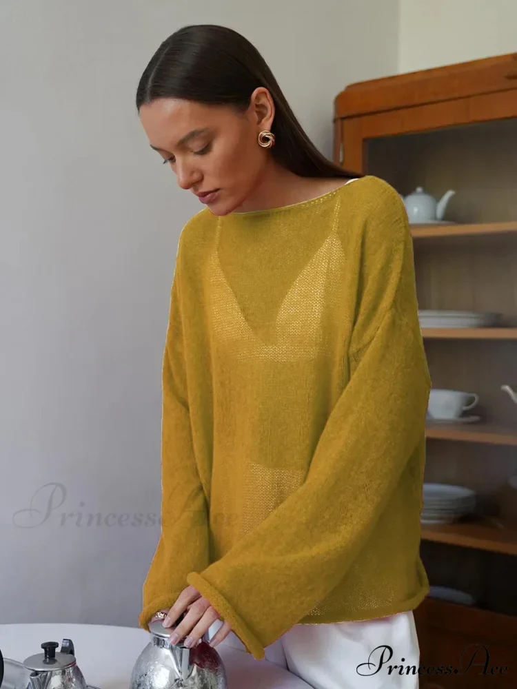 Empty Transparent Round-neck Long Sleeve Sweater - Image 11