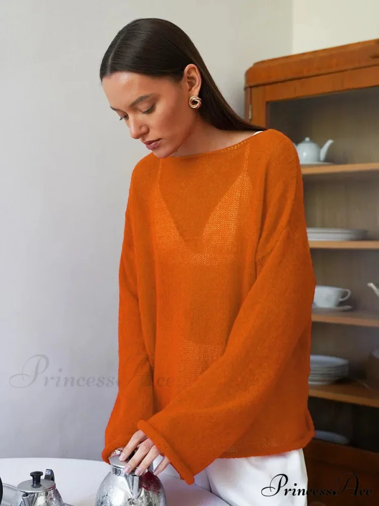 Empty Transparent Round-neck Long Sleeve Sweater - Image 15