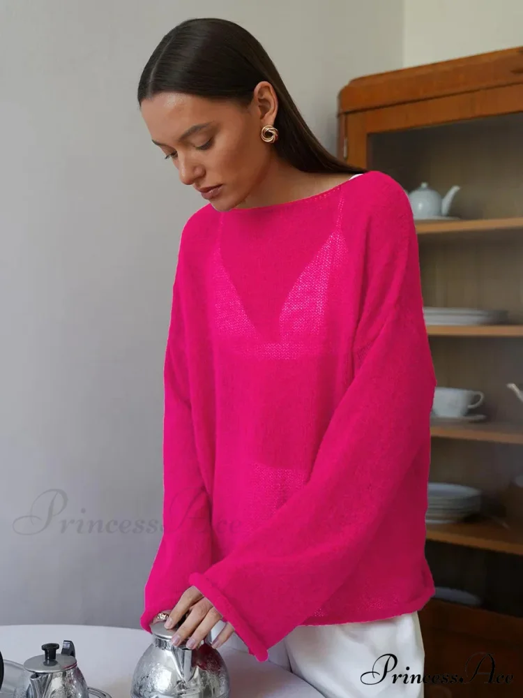 Empty Transparent Round-neck Long Sleeve Sweater - Image 16